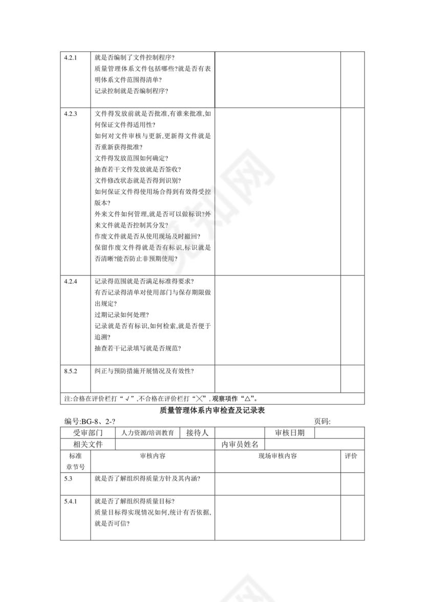 三体系内审检查表.doc