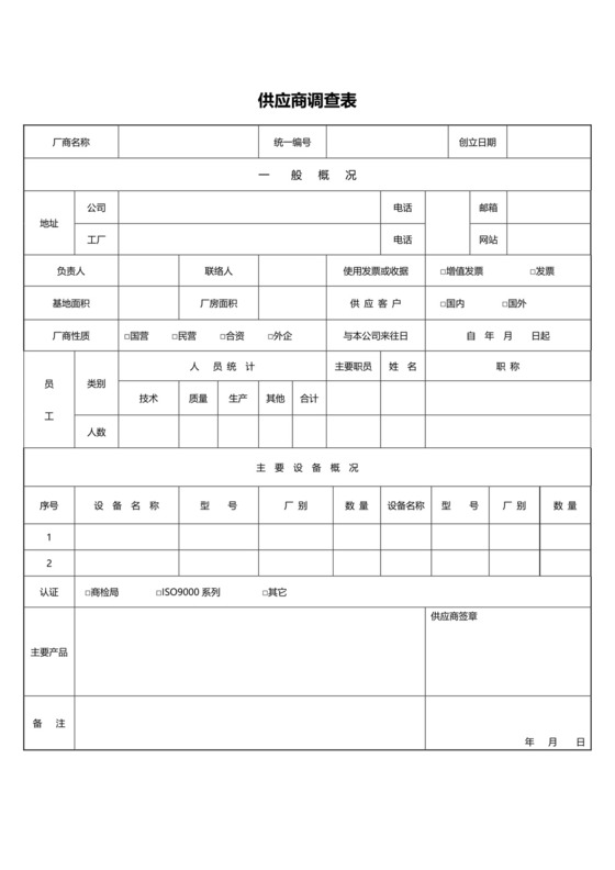 供应商考察表.docx