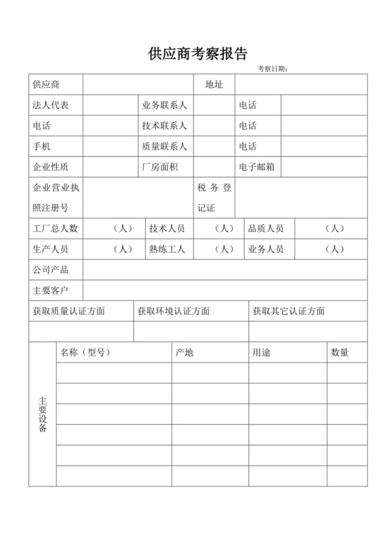 供应商考察表.docx