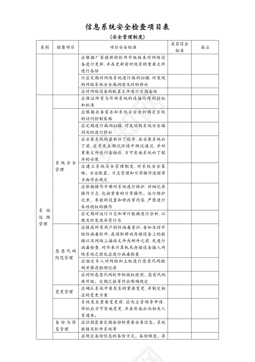 信息系统网络安全检查表.doc