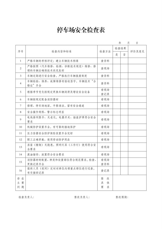 停车场安全检查表.doc