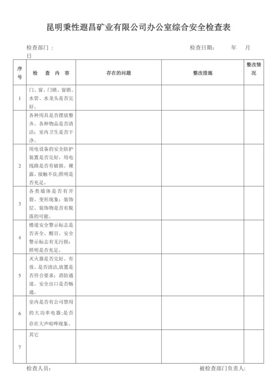 办公室安全检查表.doc