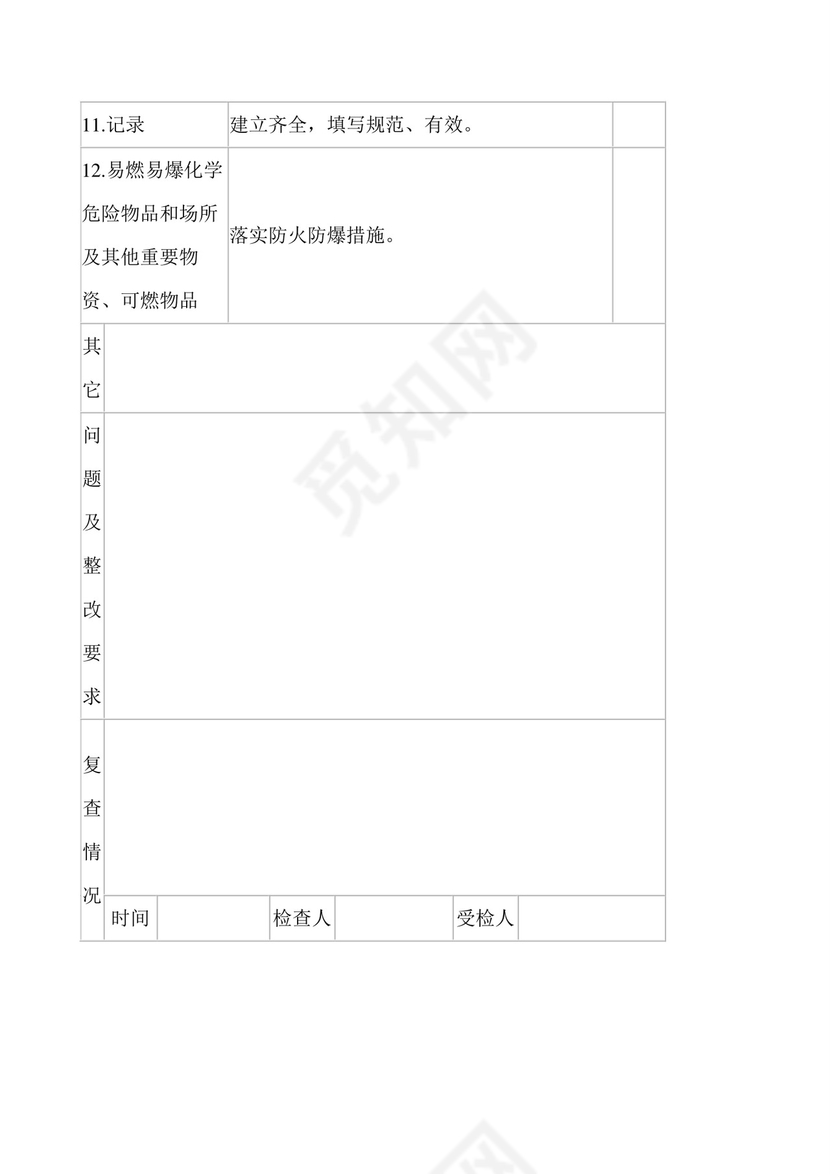 单位-公司-消防安全日常检查表.doc