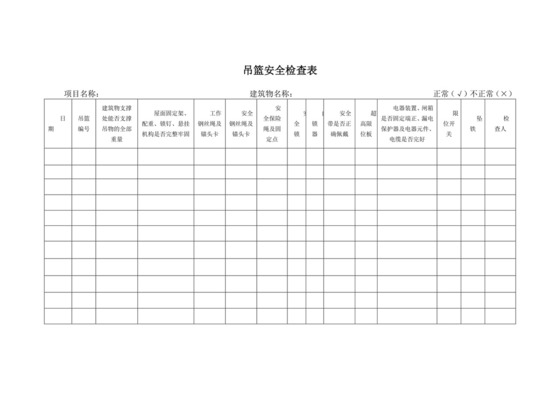 吊篮安全检查表.doc