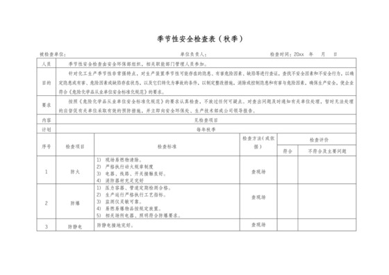 季节性安全检查表(秋季).doc