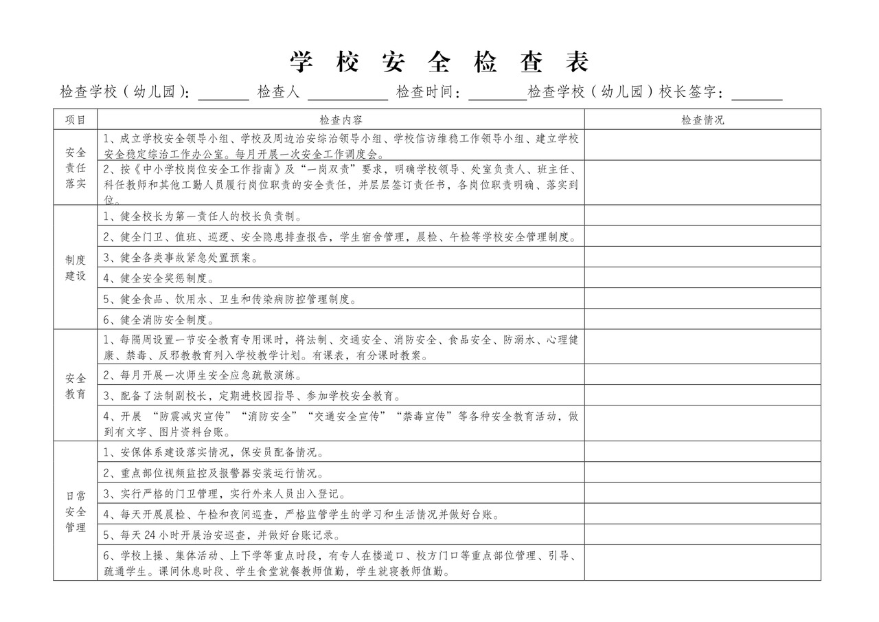 学校安全检查表.docx