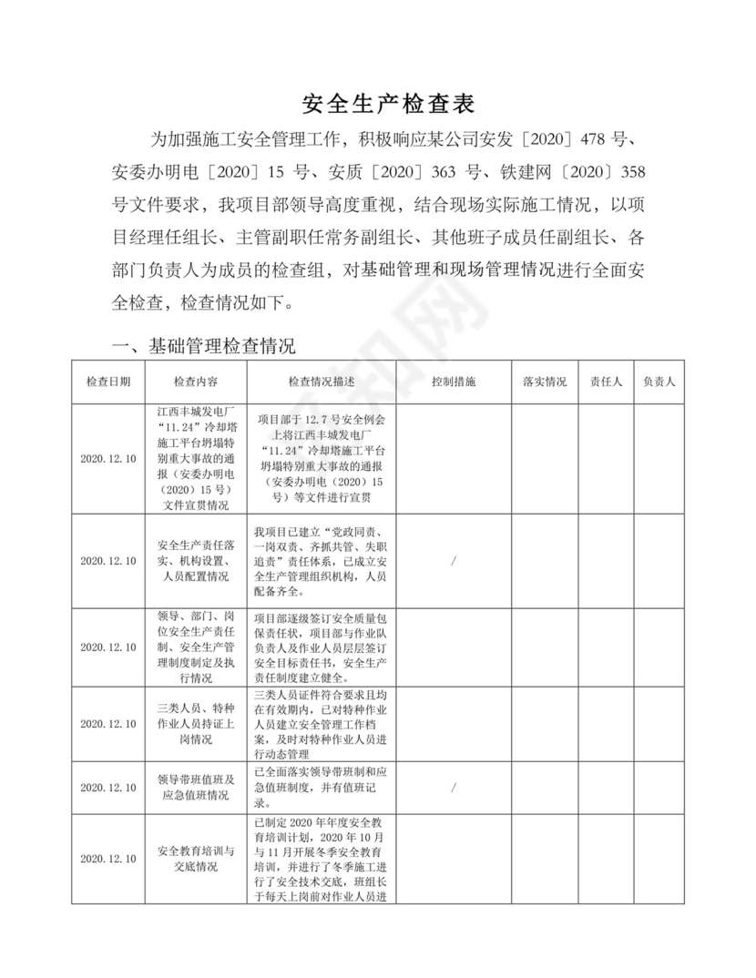 安全生产专项检查表.docx