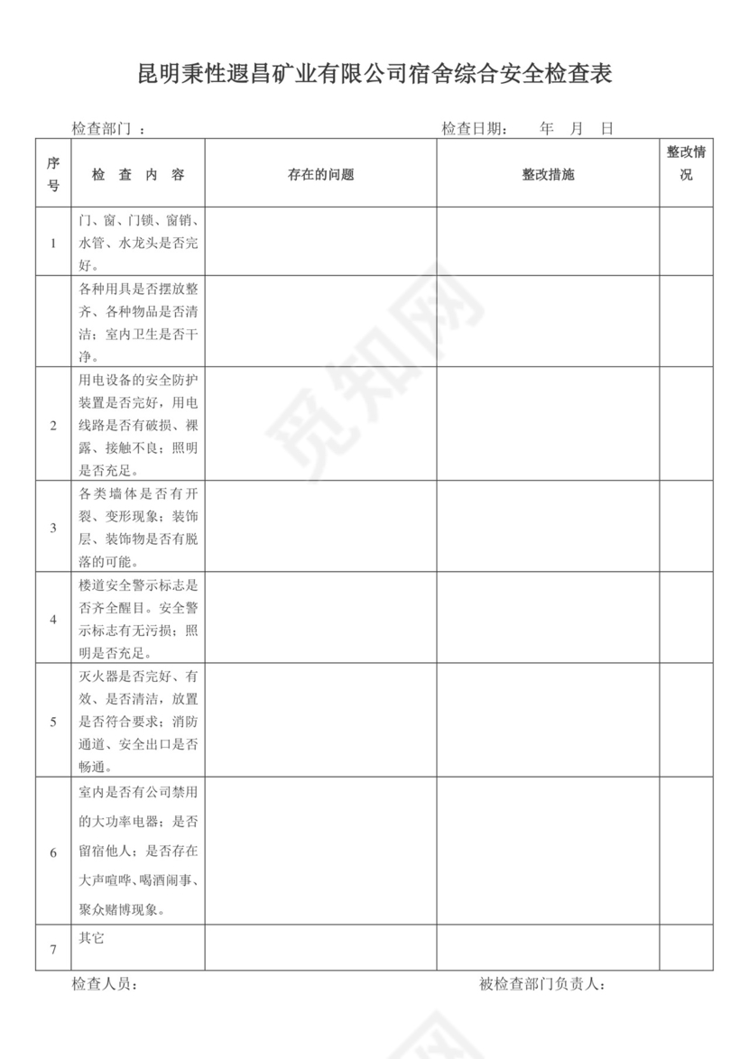 宿舍安全检查表.doc