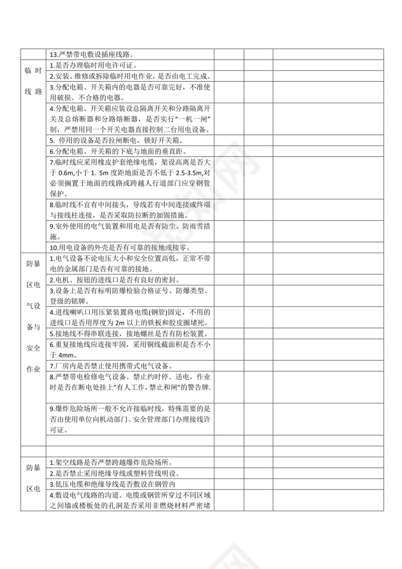 工厂电气安全检查表.docx