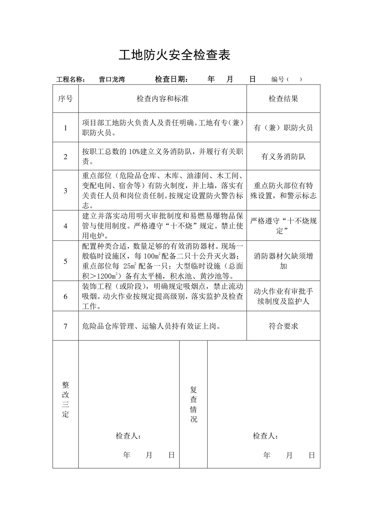 工地安全防火检查表.doc