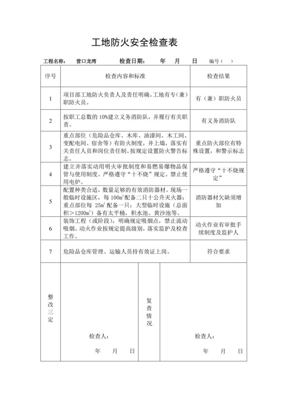 工地安全防火检查表.doc