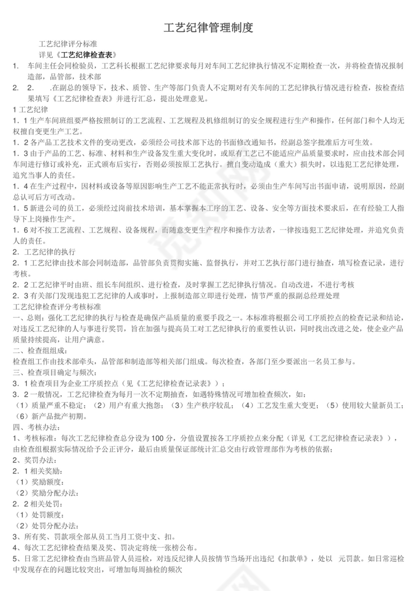 工艺纪律检查表.doc