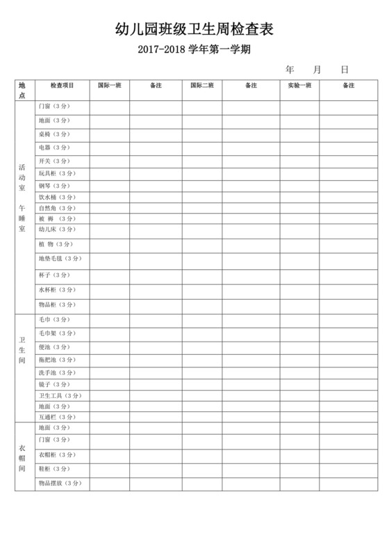 幼儿园卫生检查表..doc