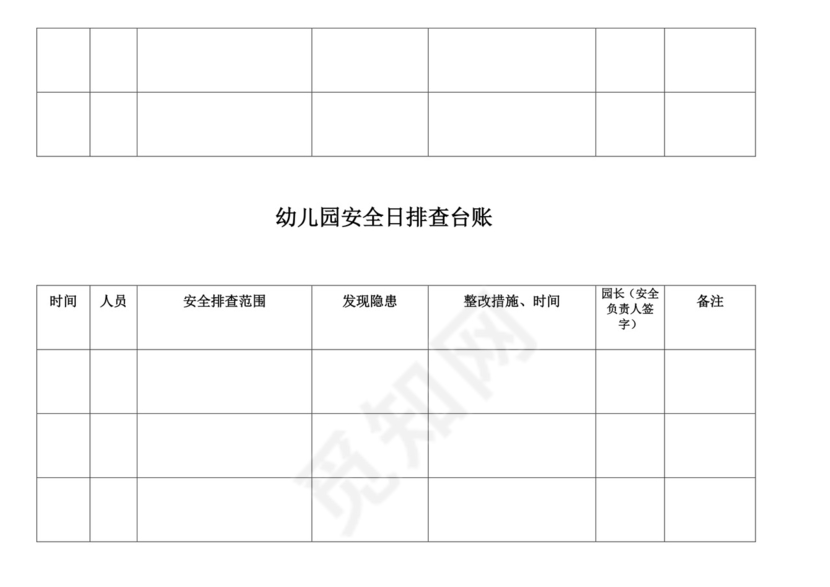 幼儿园安全日排查台账.doc