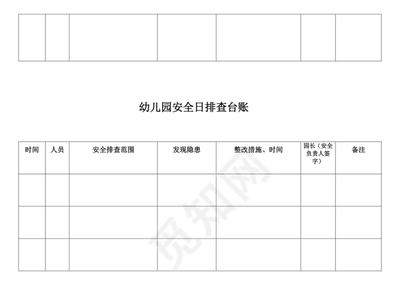 幼儿园安全日排查台账.doc