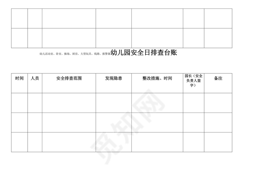 幼儿园安全日排查台账.doc