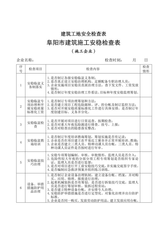 建筑工地安全检查表.doc