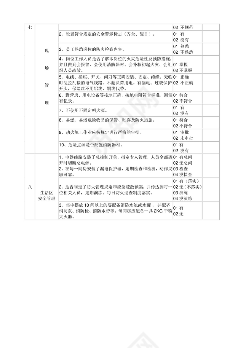 施工现场消防安全检查表.docx