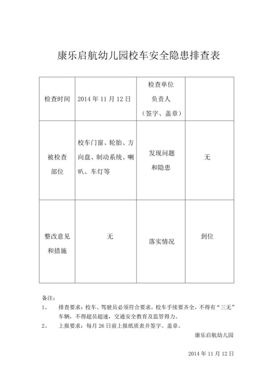 校车安全隐患排查整改表.doc