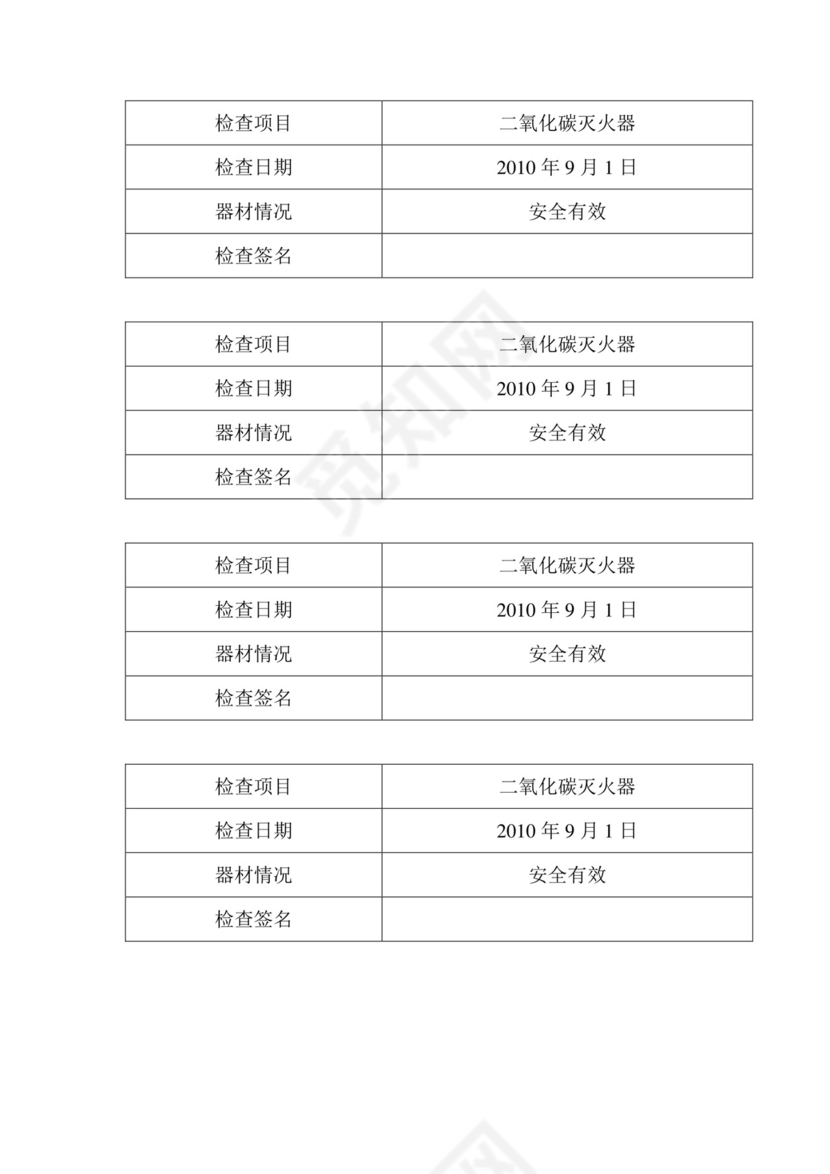 消防器材检查表.doc