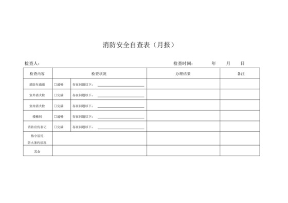 消防自查表格及检查表格.docx