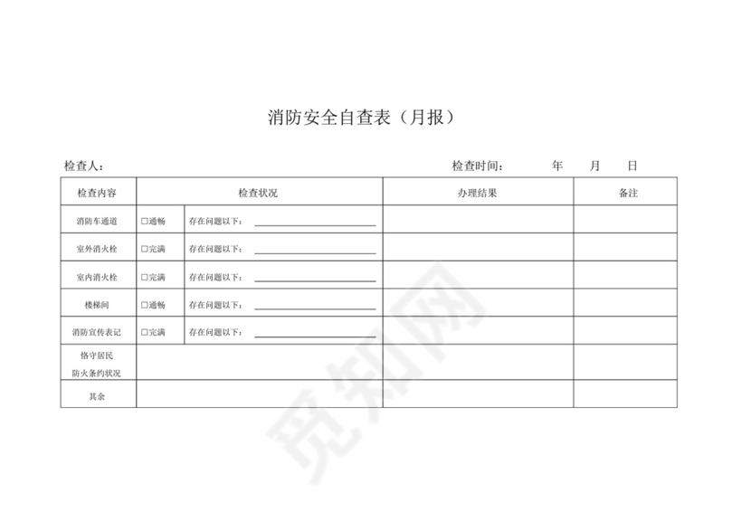 消防自查表格及检查表格.docx