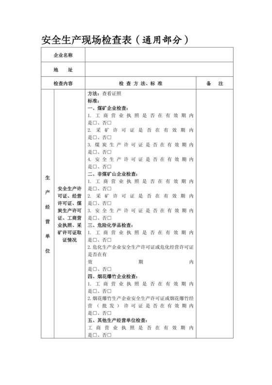 煤矿地面安全检查表.doc