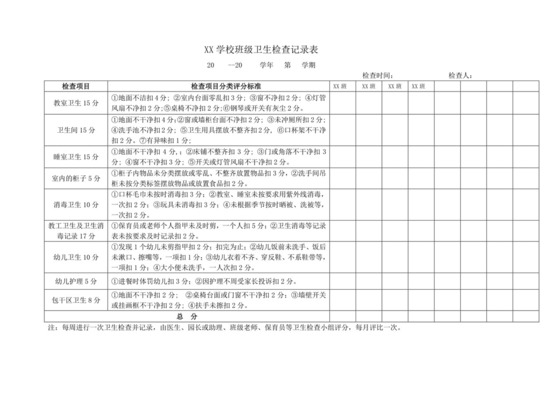 班级卫生检查表.doc