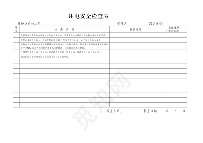 用电安全检查表.doc