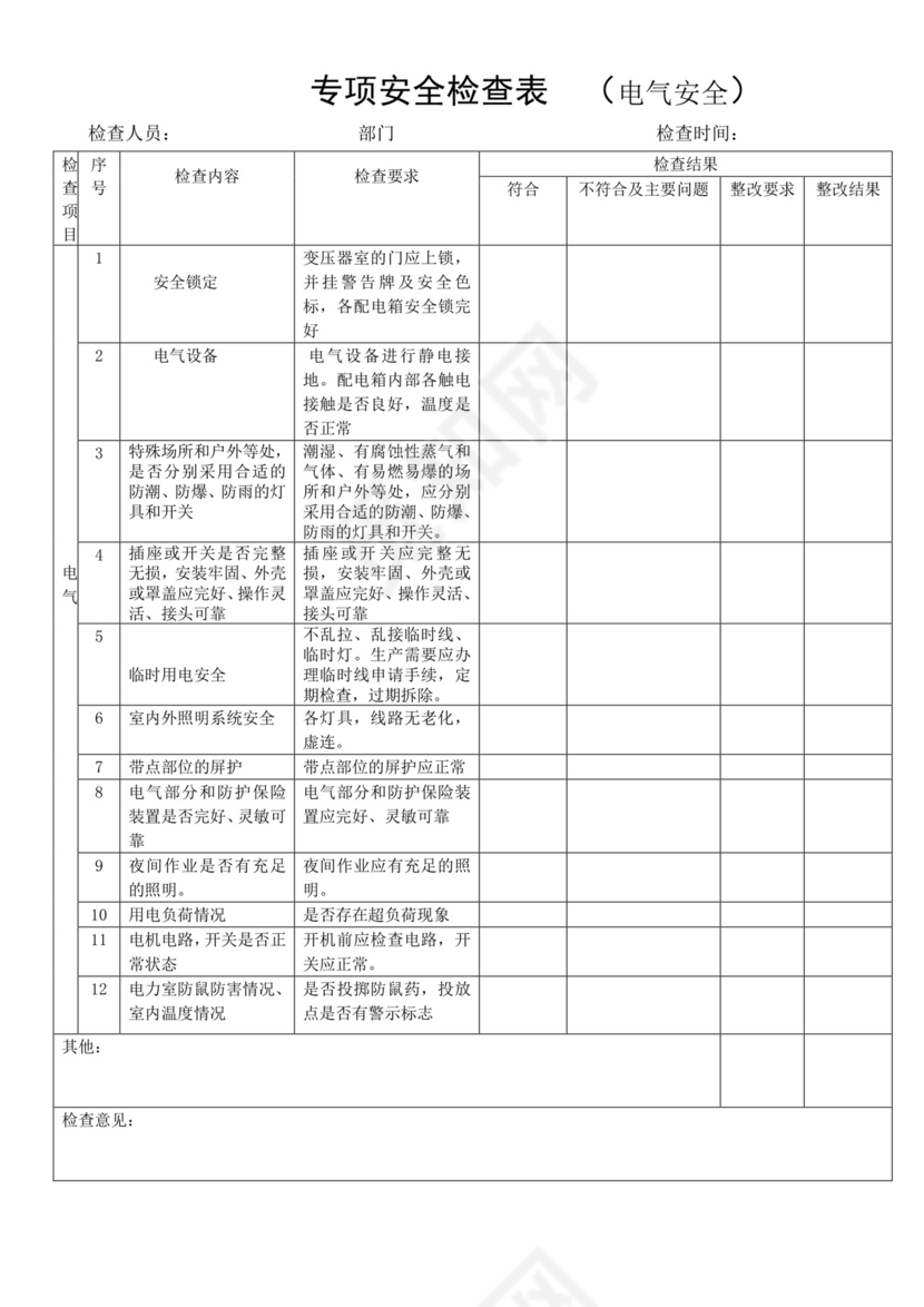 电气安全专项全检查表.doc