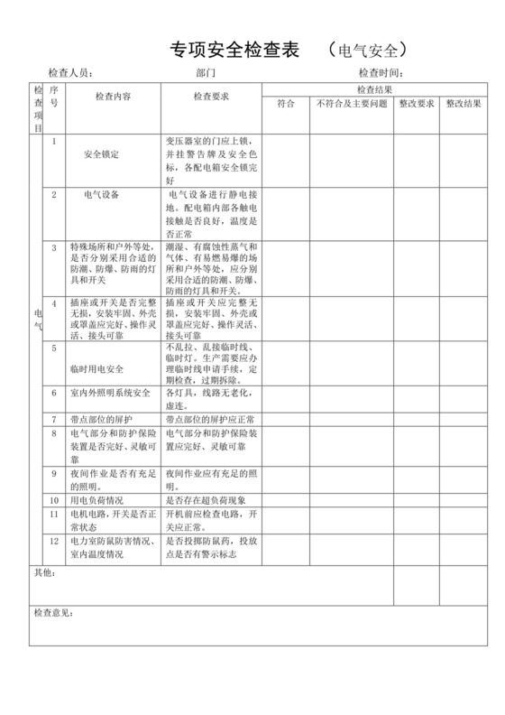 电气安全专项全检查表.doc