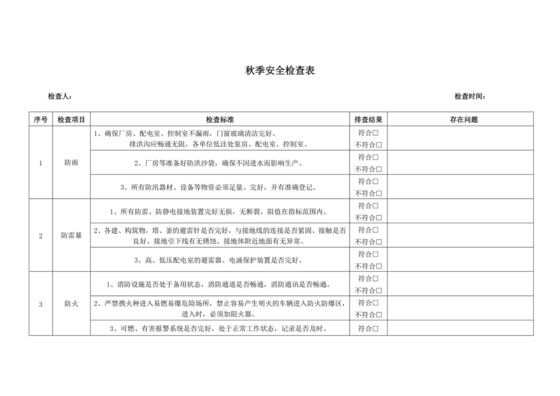 秋季安全检查表.docx