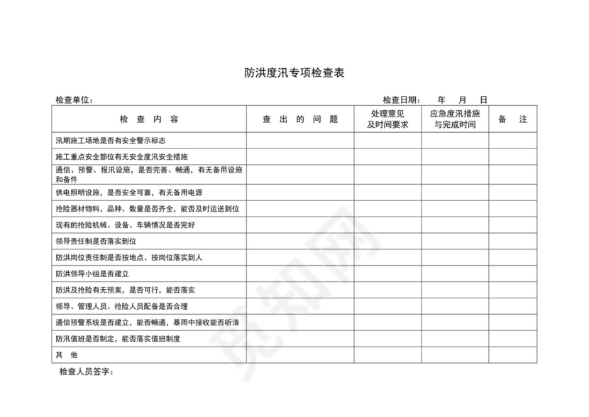 防洪度汛专项检查表.doc