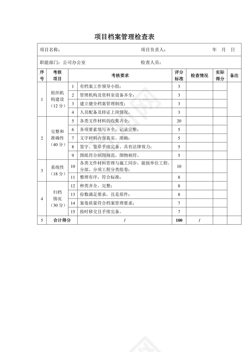 项目档案管理检查表.docx