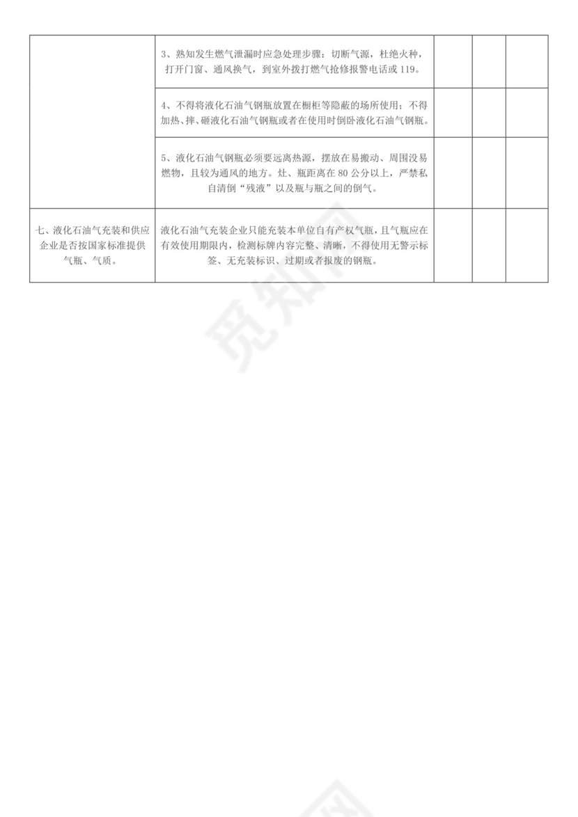 餐饮场所燃气安全检查表.docx