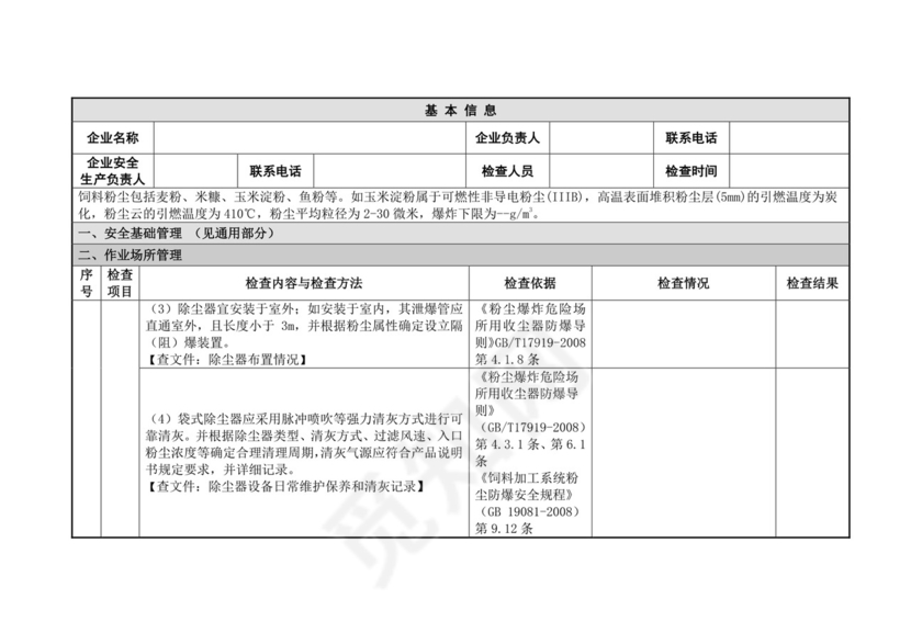 饲料粉尘爆炸安全检查表.doc