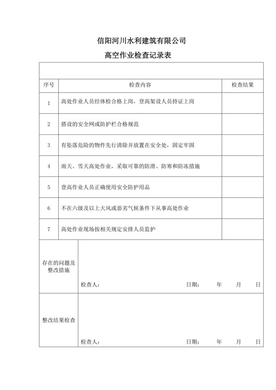 高空作业检查表.doc