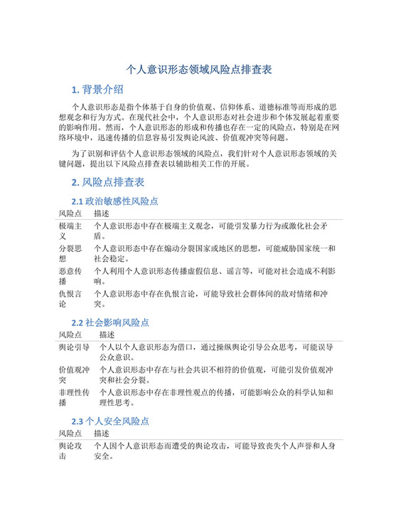 个人意识形态领域风险点排查表.docx