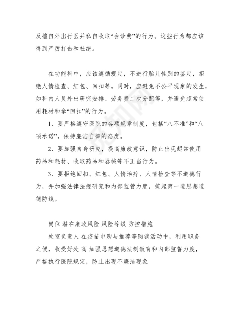 医院各科室廉政风险点汇总表.docx