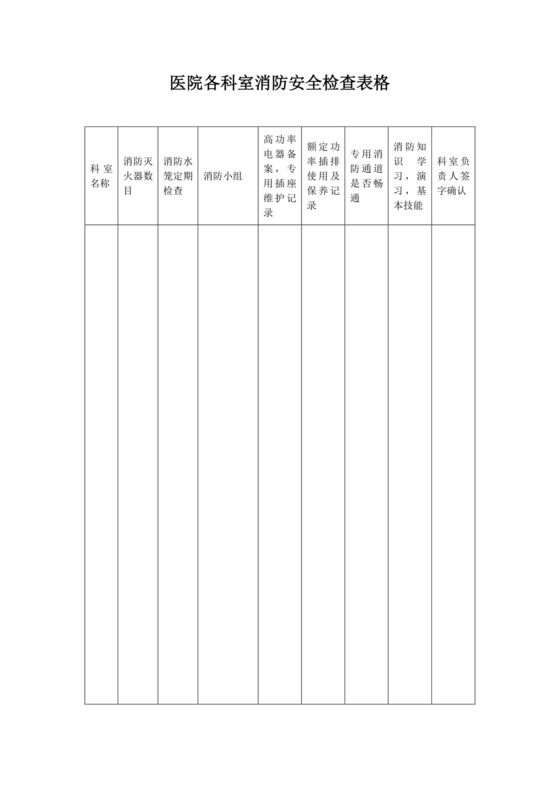 医院各科室消防安全检查表格.docx