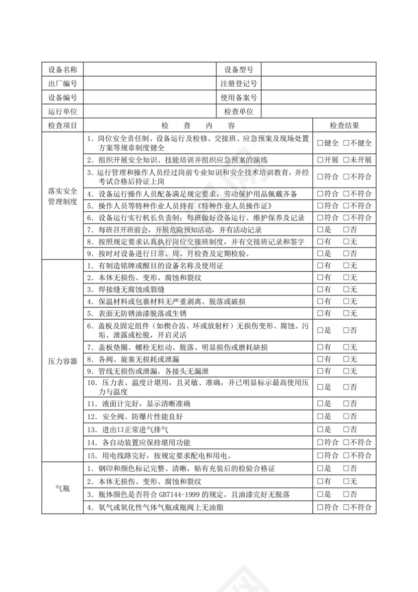 压力容器和压力管道安全检查表.doc