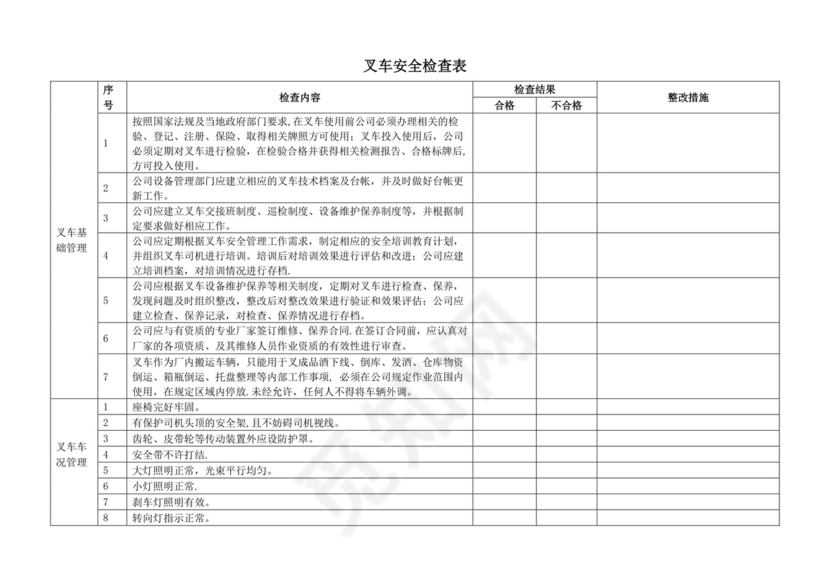 叉车安全检查表.doc