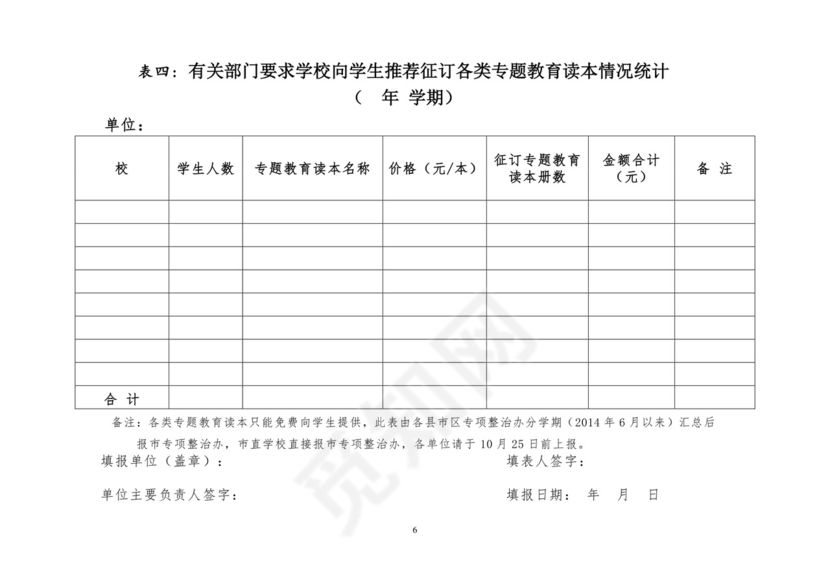 教辅材料问整治十张表格((1).doc