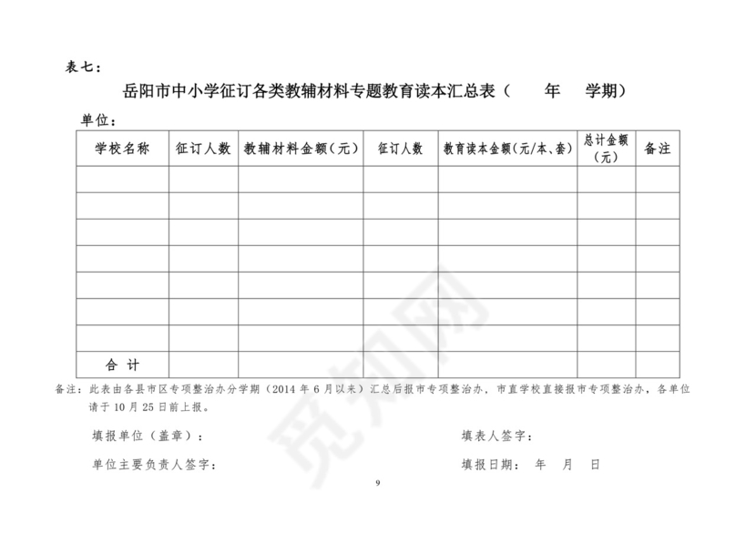 教辅材料问整治十张表格((1).doc