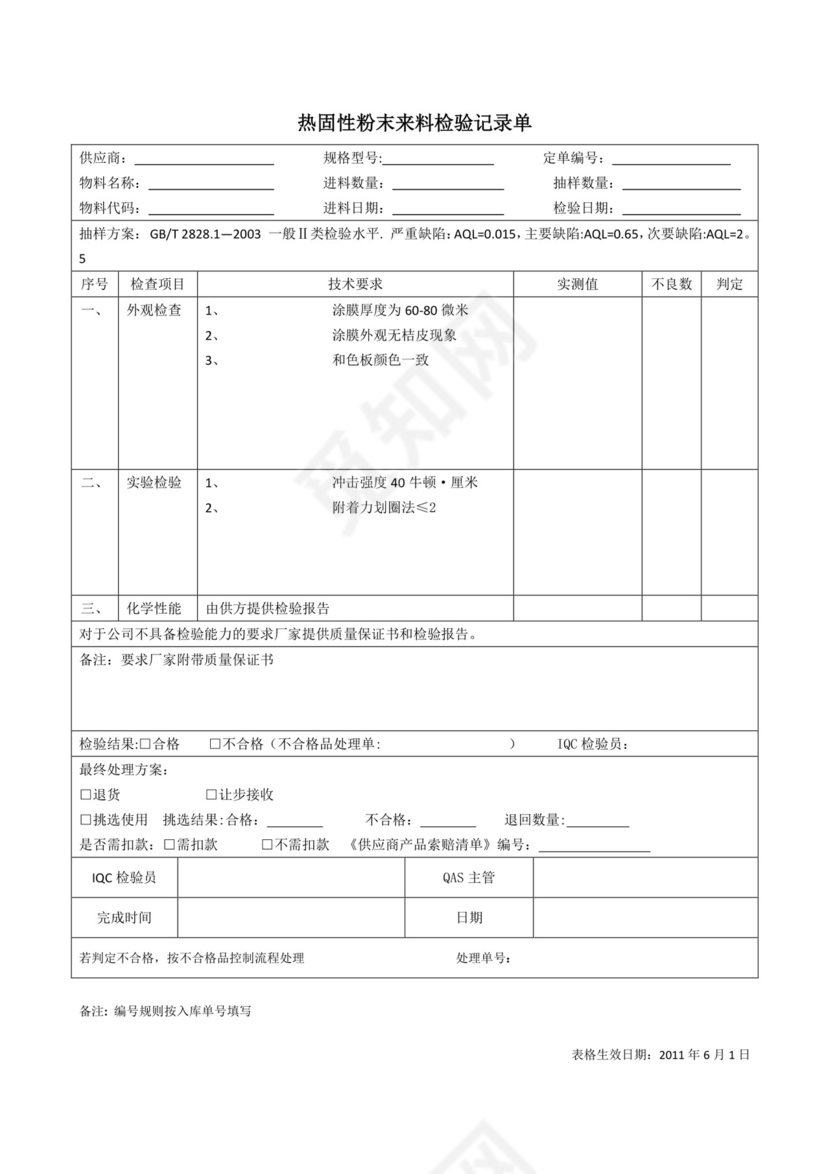 来料检验记录单【范本模板】.docx