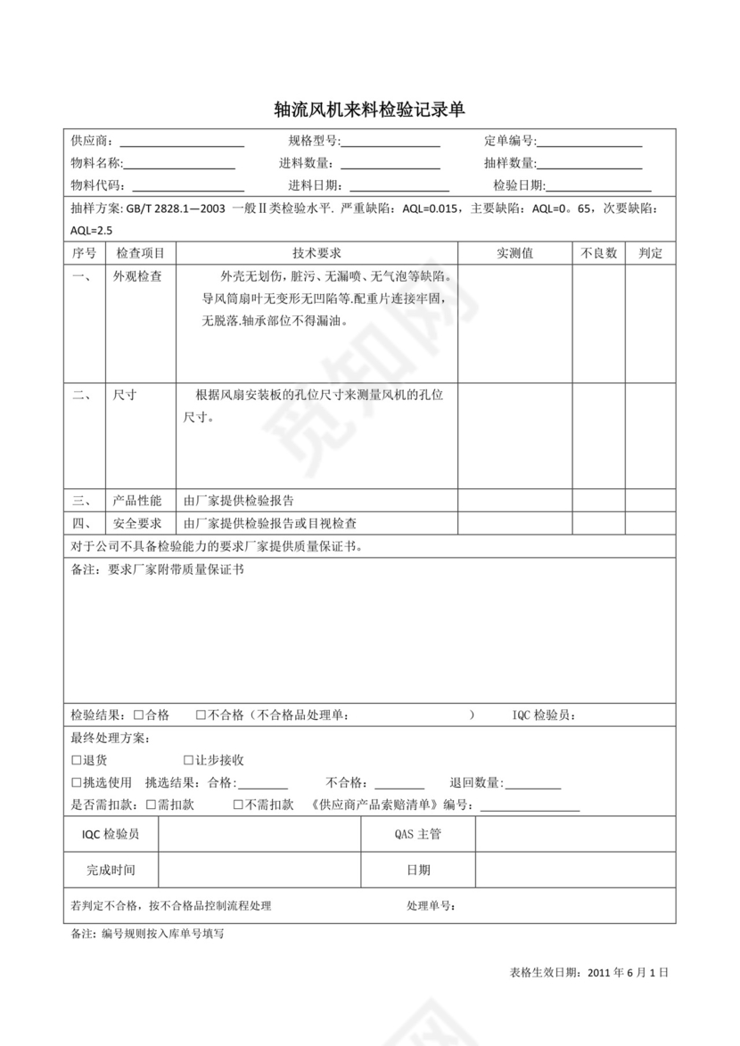 来料检验记录单【范本模板】.docx