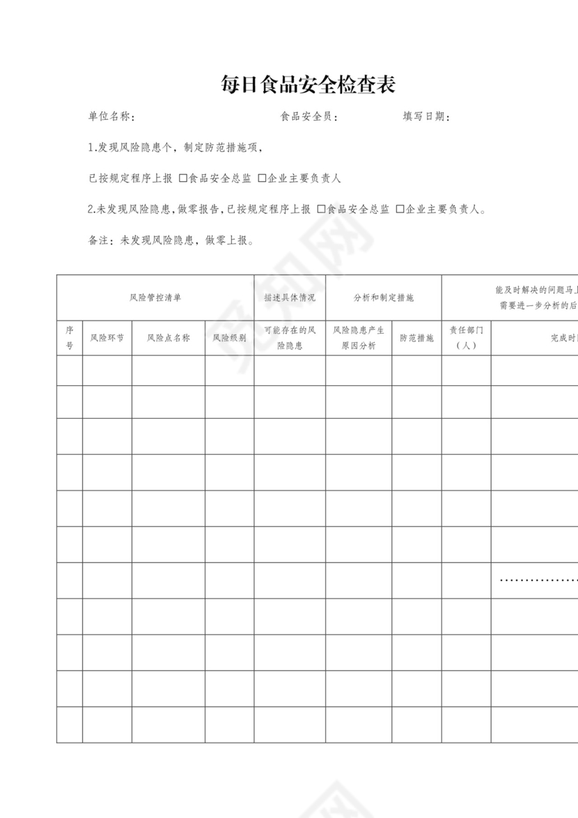 每日食品安全检查表.docx