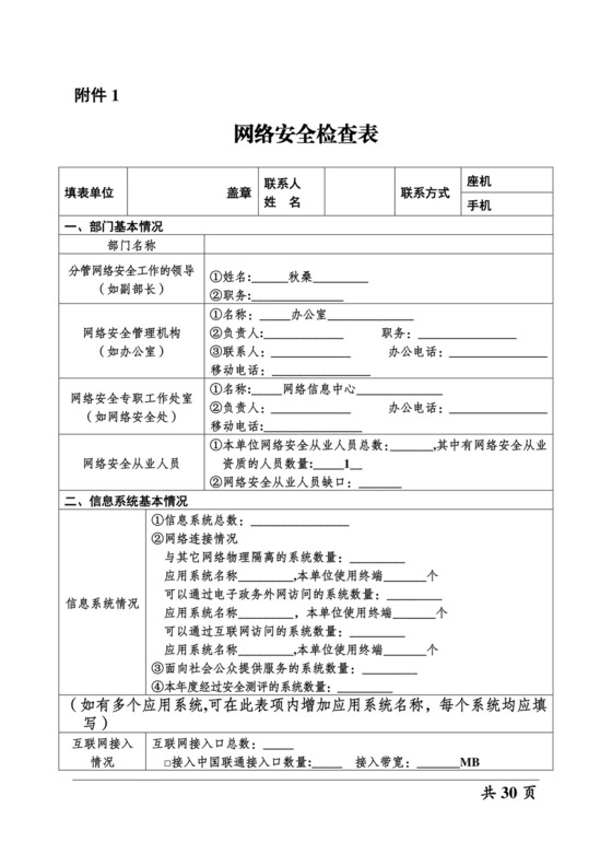 网络安全检查表格.doc