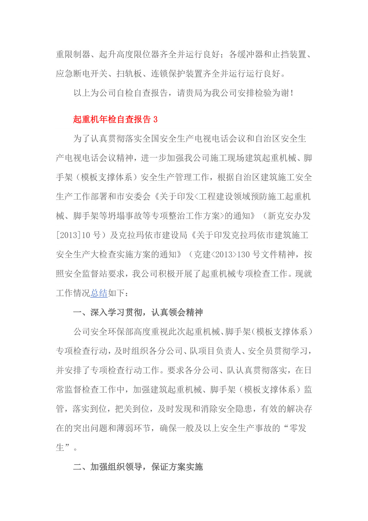 起重机年检自查报告1.doc