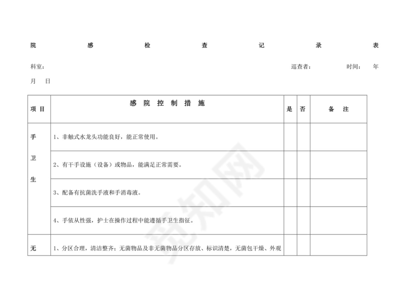 院感监控自查记录表.docx